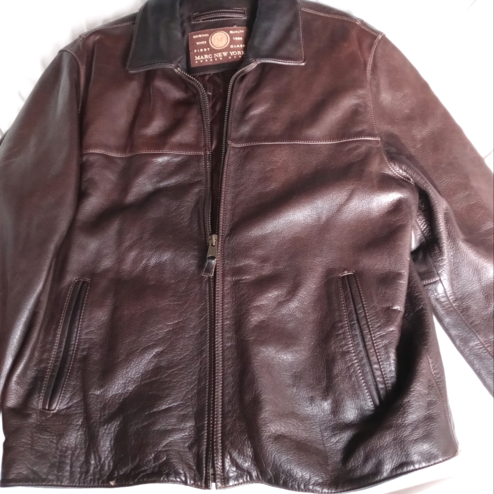 Mens XL Marc New York brown leather coat.